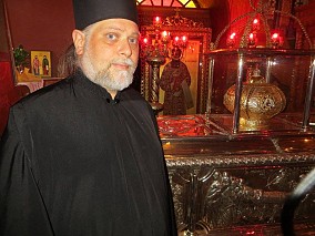 By the relics of St. Gregory Palamas, Thessalonica, Greece